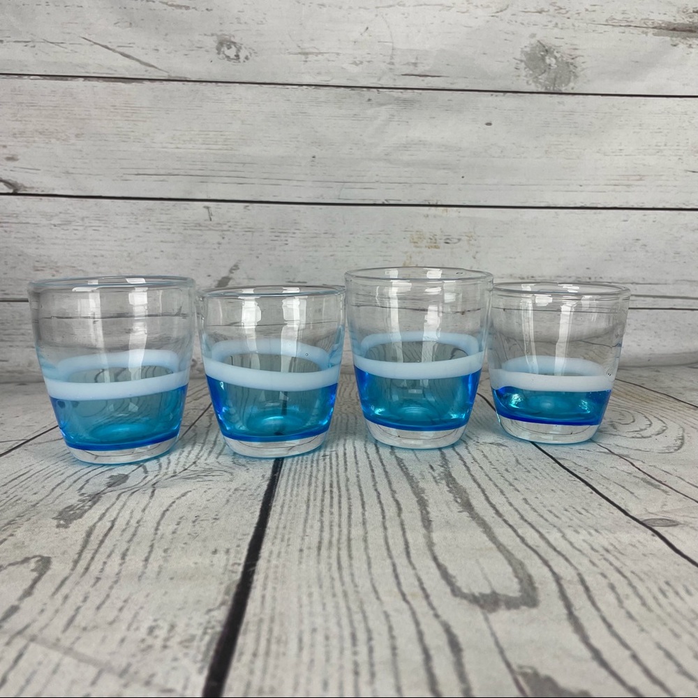 Margie's Garden Hand Blown Glasses Set 4 Tumblers